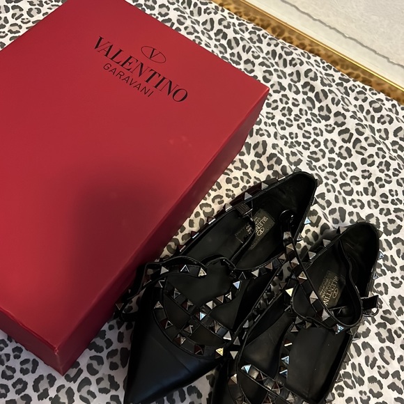 VALENTINO rockstud ballet flat w/ straps in Matte Black - Picture 5 of 5